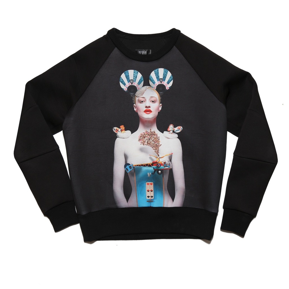 Juun.J X AlexandFelix Black Structured Neoprene Crew Neck Sweater